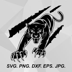 Avance de pantera SVG: Ilustración de silueta negra feroz