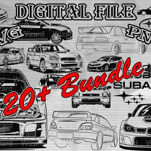 20x SUBARU BUNDLE, impreza Subie JDM, impreza Silhouette, sti impreza Vector, subie Graphic Clipart, subie illustration for design, Png Svg