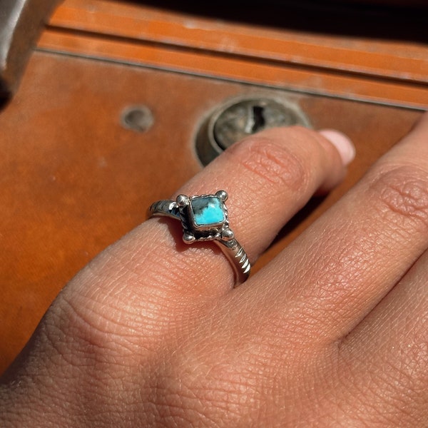 Kingman Turquoise Stacker Ring by Sheena Jack Native Made | mothers day gift | stacker ring | turquoise stacker ring