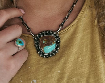 Trendy Handmade The Pagosa Star Studded Royston Necklace Native Made By Leigha Cleveland handmade authentic turquoise southwestern jewelry