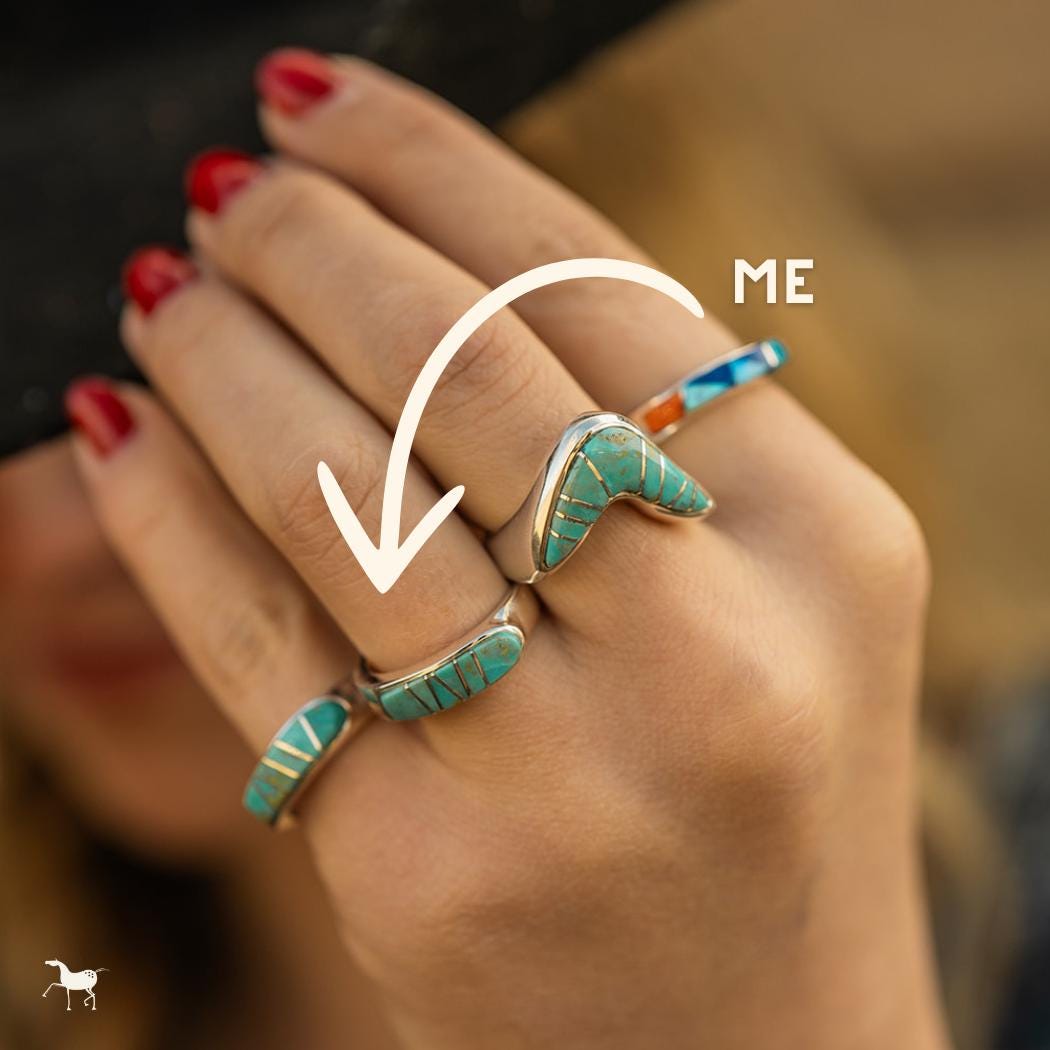 アクセサリー Vintage R. H. Begay Indian Ring Ronald begay turquoise ring - Gem