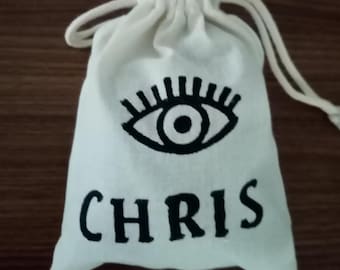 Eye Print Cotton Pouch, Block Print Small Storage Bag