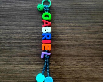 Custom Name Backpack Charm, Personalized Bag Tag, Colorful Beaded School Bag Charm, Custom Keychain for Kids, Cute Backpack Accessories