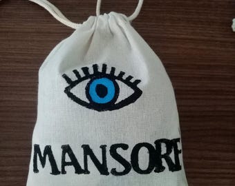Evil Eye Cotton Pouch, Block Print Gift Bag