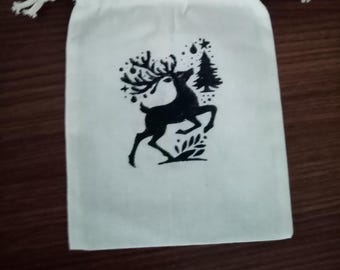 Deer decor pouch, christmas gift pouch, makeup box, travel small storage, gift box, gift for Kids, cryons box