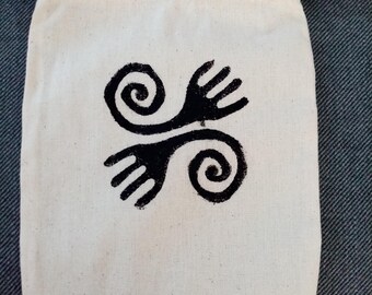 Hand Block Print Cotton Pouch, Organic Cotton Small Storage Bag