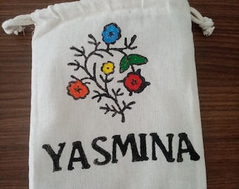 Floral Cotton Gift Pouch, Block Print Jewelry Box