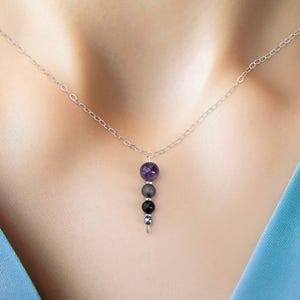 Empath Protection Necklace, Sterling Silver Chain Amethyst, Labradorite, Tourmaline Gemstone Necklace, Protection Necklace