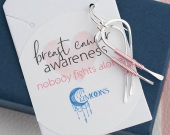 Breast Cancer Awareness Jewelry,Pink Ribbon Earrings,Breast Cancer Survivor Earrings,Breast Cancer Earrings,Fight Breast Cancer,Handmade USA
