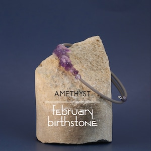 February Birthstone Bracelet, Amethyst Bracelet, Cuff Bracelet, Bangle, Stackable Bracelet, February Gemstone Bracelet, Healing Bracelet, US