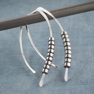 Sterling Silver Earrings Modern Unique Silver Earrings Every Day Earrings Hammered Earrings Lightweight Silver Earrings Silver Hoops USA