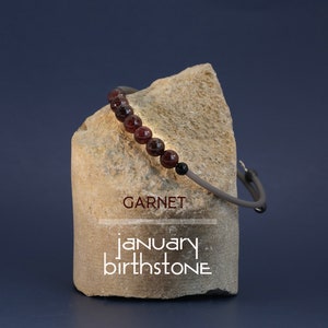 January Birthstone Bracelet, Cuff Bracelet, Bangle, Stackable Bracelet,  January Birthstone, Healing Bracelet, Garnet Bracelet, Gift