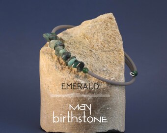 May Birthstone Bracelet, Cuff Bracelet, Bangle, Stackable Bracelet, May Healing Bracelet, Emerald Bracelet, Green Stone Bracelet, Gift, USA