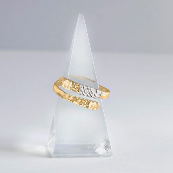 Gold and Silver Ring,Thumb Ring, Coil Ring,Adjustable Wraparound Ring,Bypass Ring,Gift For Her,Dainty Ring,Finger Ring,Edgy Ring,Gold Ring