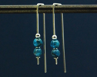 Blue Apatite Gemstone Earrings, Sterling Silver, Blue Crystal Earrings, Gift for her