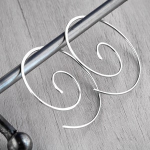 Sterling Silver Hoops Silver Hoops Silver Silver Spiral Hoop Earrings Unique Hoops Hammered Earrings Large Silver Hoops Handmade Hoops