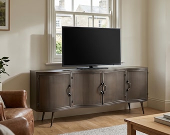 Industrial Antique Grey Metal 4 Door Large TV Stand 150cm