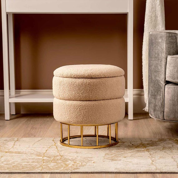 Round ottoman beige discount