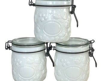 Retro 4 pc Canister Set with Awesome Vintage  colors and Crisp Clean White.