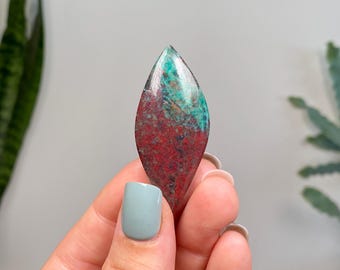 Sonoran Sunrise Chrysocolla Cabochon (B) | Rare Sonora Sunrise from Mexico | Asymmetrical Marquise Cabochon | 13g