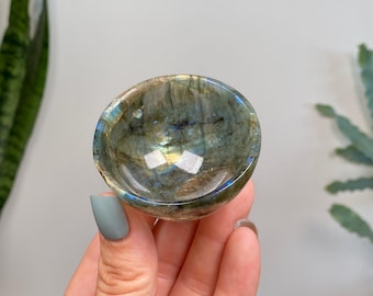 Labradorite Mini Bowl (H) | Labradorite Trinket Dish | Sparkly Lab Crystal Bowl | 44g