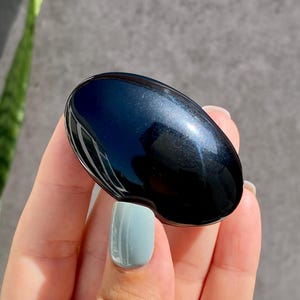 Gothic Black Obsidian Palm Stone (C) | Mirror Polish Black Obsidian Palmstone | Small Black Volcanic Glass Palm | Root Chakra Crystal