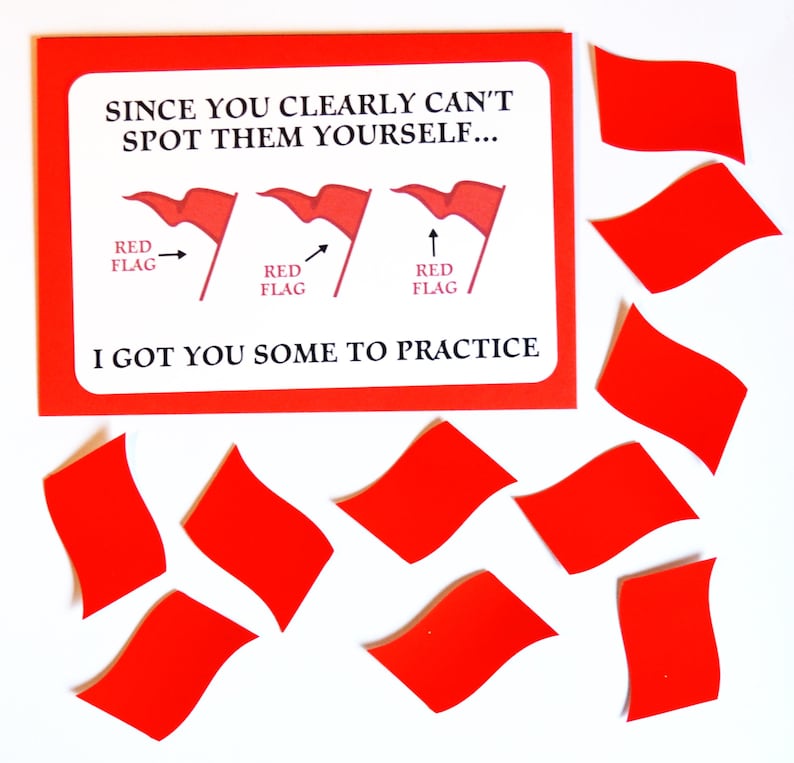Red Flag Novelty Card & Sticker Set 20 - Etsy Australia