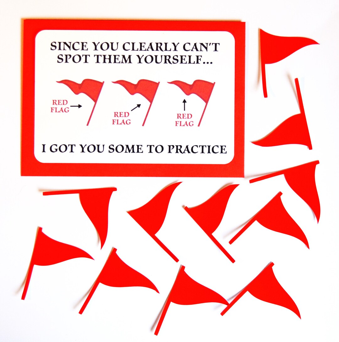 Red Flag Novelty Card & Sticker Set 20 - Etsy Australia