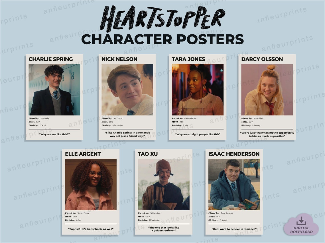 Heartstopper Character Posters Digital Download Etsy Canada