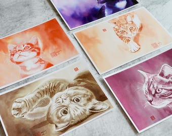 A Set of 5 Postcards - Inkvent Cats