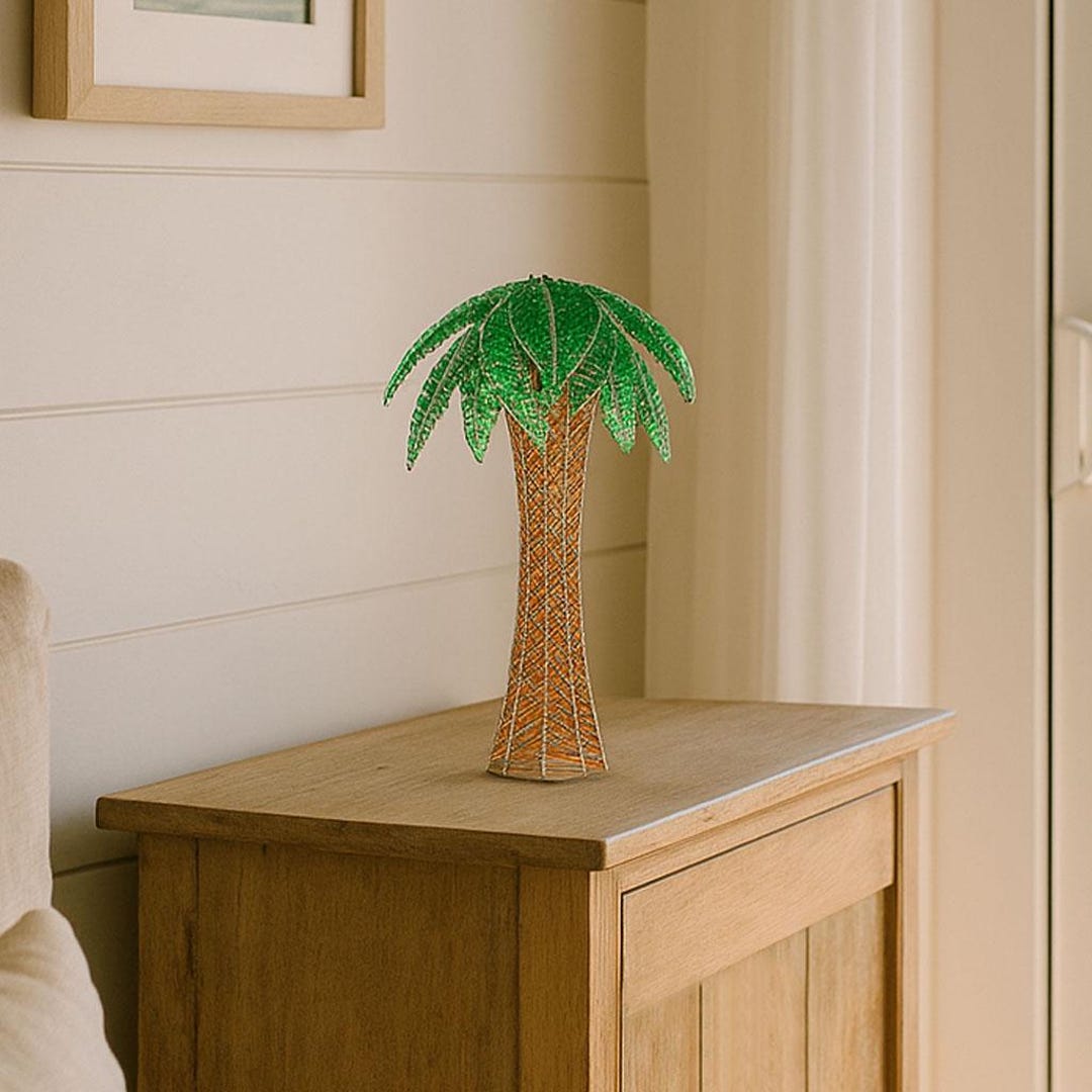 Large Beaded Palm Tree – Handmade Haitian Wireframe Tropical Home ...