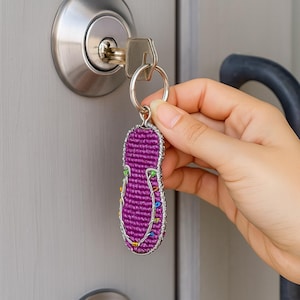 Handmade Beaded Flip Flop Keyring – Haitian Wireframe Tropical Keychain Charm