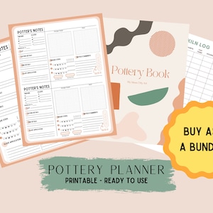 Pottery Planner BUNDLE - 4 in 1 - Cover Page, Kiln Log, Potter&#39;s Notes 1 & 2 - Print at Home - Digital Product