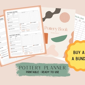 Pottery Planner BUNDLE - 4 in 1 - Cover Page, Kiln Log, Potter's Notes 1 & 2 - Print at Home - Digital Product