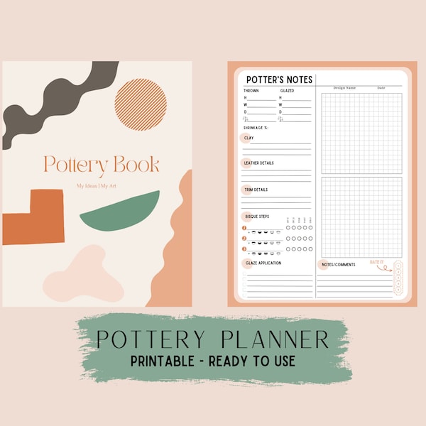 Pottery Planner/Journal - Print At Home - Full Page & Half Page - Digital Product