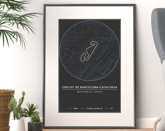 F1 Circuit de Barcelona-Catalunya 2022 Track Map - Spanish Grand Prix (Blue Theme) | Formula 1, Printable, Poster, Wall Art, Office Decor