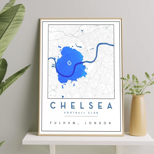 Chelsea FC Stamford Bridge Map | Minimalist West London Poster Design - Digital Print for Soccer Fans & The Blues