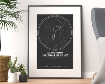 F1 Monza Circuit 2022 Track Map - Italian Grand Prix (White Theme) | Formula 1, Printable, Poster, Wall Art, Office Decor