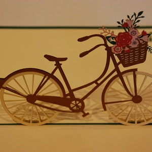 Fiets met bloemenmand / 3D-kaart / Pop-up / Verjaardag