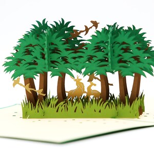 3D Klappkarte Wald & Tiere, Pop-up Bäume, Frühlingsbäume, 3D Klappkarte Wald, Wald im Sommer, 3D Karte grüner Wald, Geschenk für Jäger