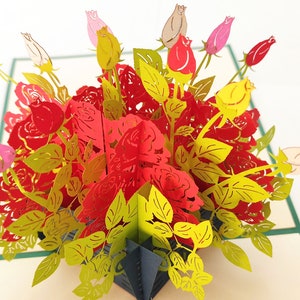 Rose Bouquet, Folding Card / 3D Card / Pop Up/Mother's Day Gift