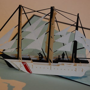 Barco à vela, cartão dobrável / cartão 3D / pop-up