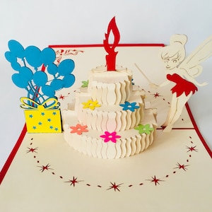 Birthday Cake 1, Pop-up Birthday Card, Surprise Gift, Happy Birthday, 3D Pop-up Cake, Paper Cake Folding Card