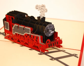 Steam locomotive 2, folding card / 3D card / pop-up