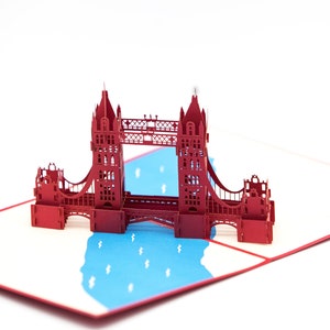 Tower Bridge rouge, carte pliante / carte 3D / pop-up