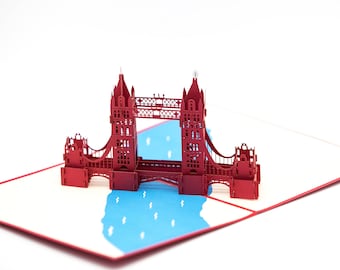 Tower Bridge red, folding map / 3D card / pop-up