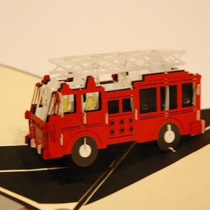 Feuerwehrauto, Klappkarte / 3D Karte / pop-up
