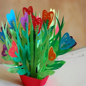 Flores de corazón emergentes, Tarjetas plegables de canasta de flores, Canasta de flores de cumpleaños, Regalo del Día de la Madre, Regalo de bodas, Día de Valentín