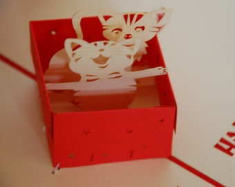 Chats dans une boîte cadeau, carte 3D / carte pop-up