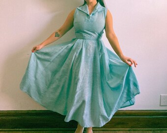 1950s Cotton Sleeveless Sundress with matching Bolero